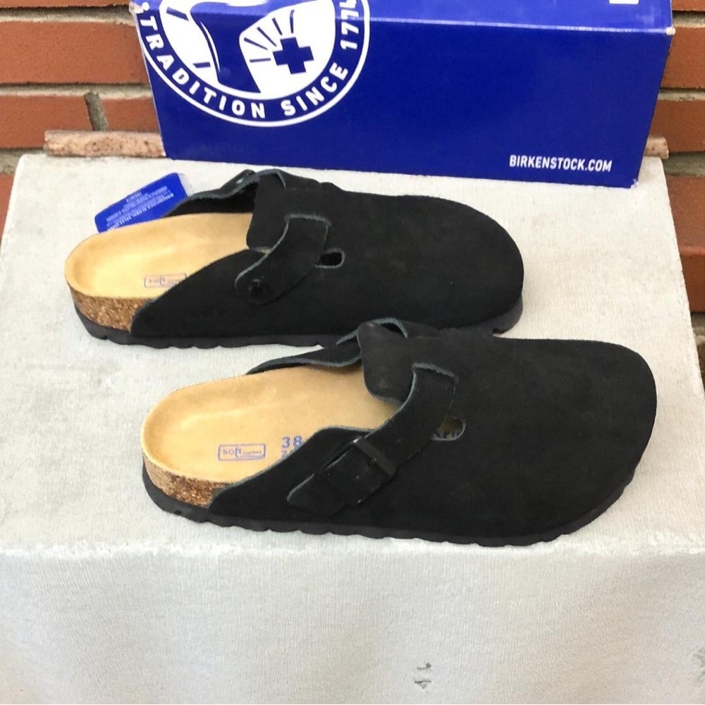 Birkenstock Black Suede Mules